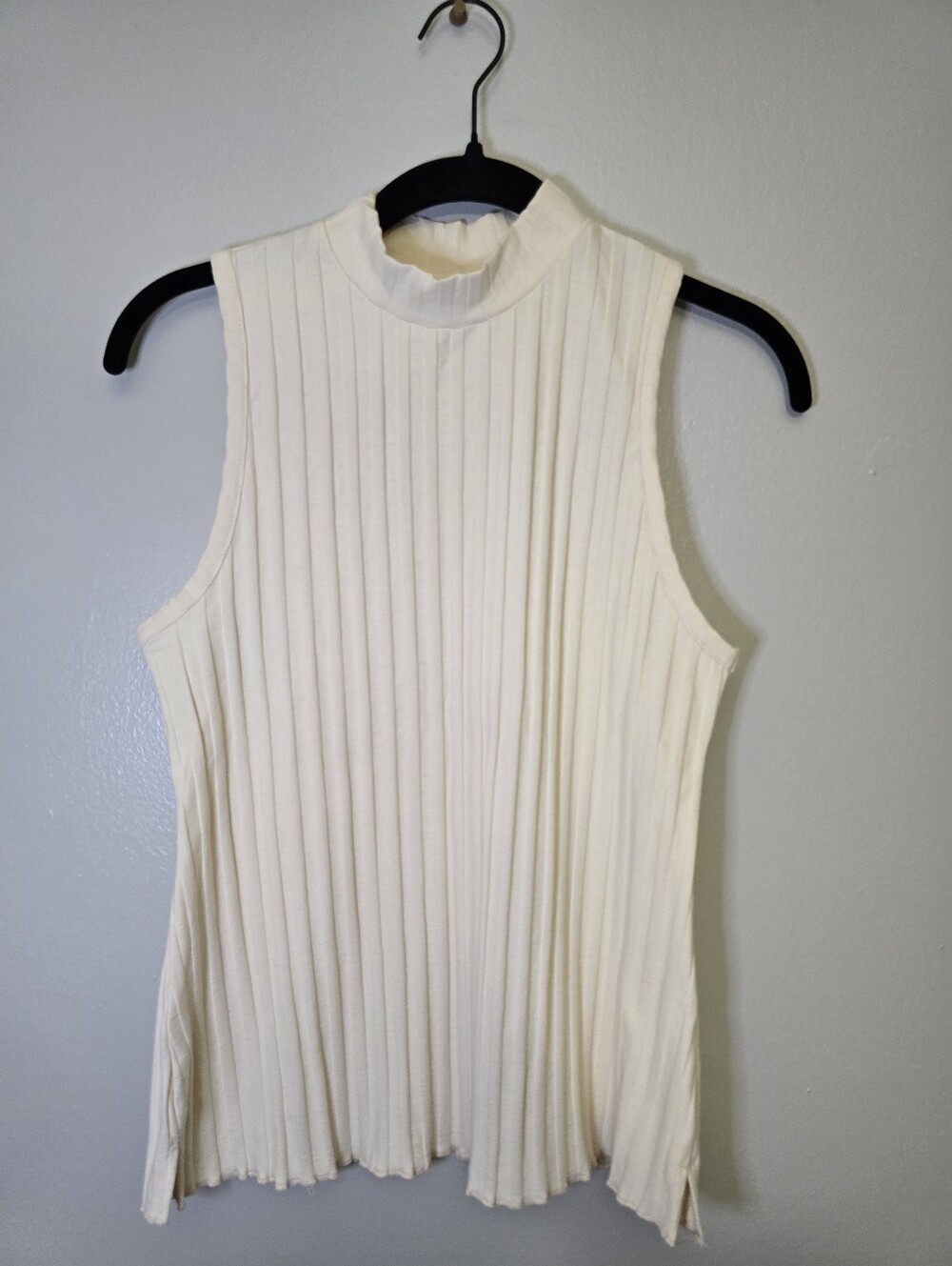 a new day Cream Ribbed Mock-Neck Tank